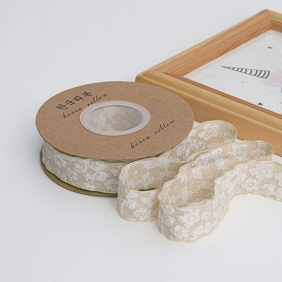 Gedrukt bloemenriet 25 mm polyester champagne lint lint