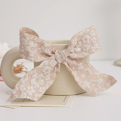 Gedrukt bloemenriet 25 mm polyester champagne lint lint