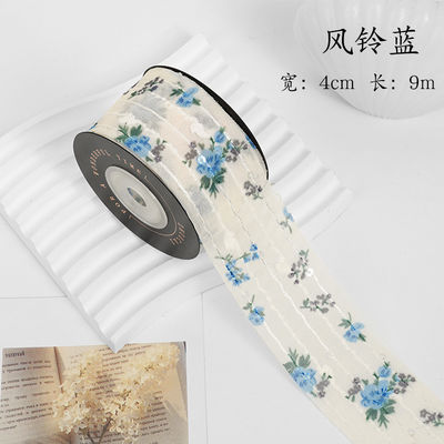 Bloemengedrukt gepersonaliseerd organza lint 4cm Flora Ivory Organza lint