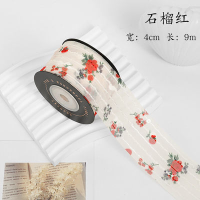 Bloemengedrukt gepersonaliseerd organza lint 4cm Flora Ivory Organza lint
