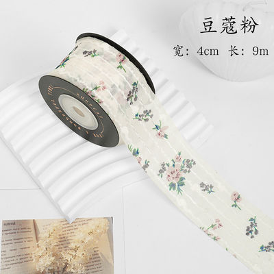 Bloemengedrukt gepersonaliseerd organza lint 4cm Flora Ivory Organza lint
