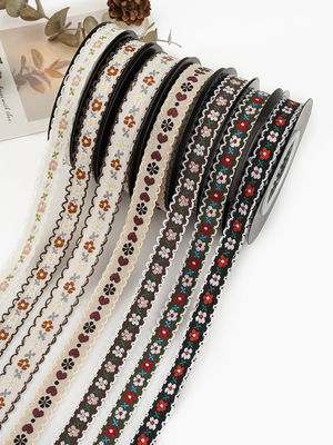 OEM ODM Flower Jacquard Trim 10mm-25mm Flower Jacquard Ribbon
