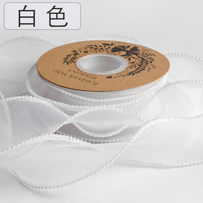40 mm Pearl Edge Polyester Organza Ribbon voor luxe cadeau verpakking