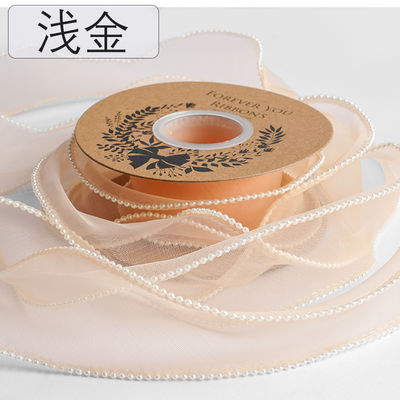 40 mm Pearl Edge Polyester Organza Ribbon voor luxe cadeau verpakking