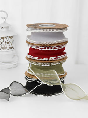40 mm Pearl Edge Polyester Organza Ribbon voor luxe cadeau verpakking