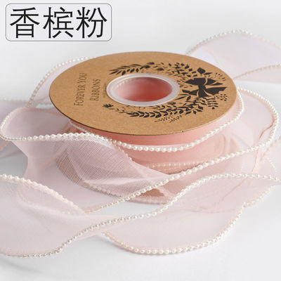 40 mm Pearl Edge Polyester Organza Ribbon voor luxe cadeau verpakking
