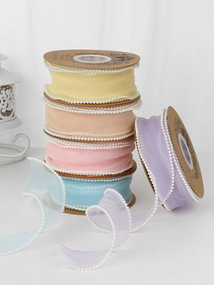 40 mm Pearl Edge Polyester Organza Ribbon voor luxe cadeau verpakking