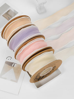40 mm Pearl Edge Polyester Organza Ribbon voor luxe cadeau verpakking