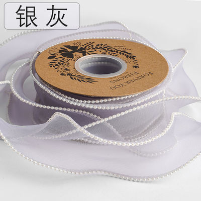 40 mm Pearl Edge Polyester Organza Ribbon voor luxe cadeau verpakking