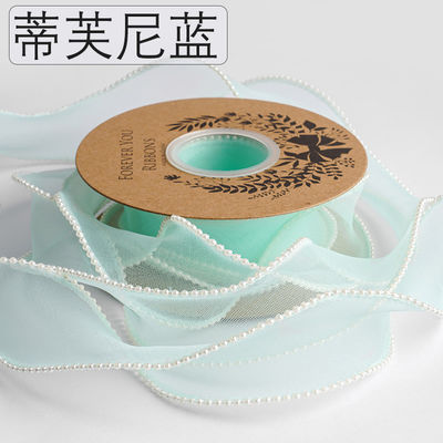 40 mm Pearl Edge Polyester Organza Ribbon voor luxe cadeau verpakking