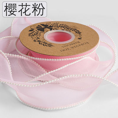 40 mm Pearl Edge Polyester Organza Ribbon voor luxe cadeau verpakking