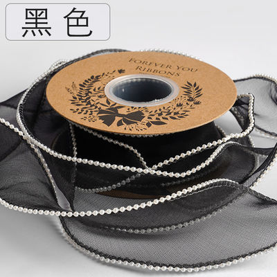 40 mm Pearl Edge Polyester Organza Ribbon voor luxe cadeau verpakking