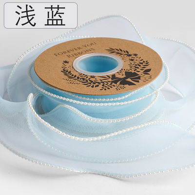 40 mm Pearl Edge Polyester Organza Ribbon voor luxe cadeau verpakking