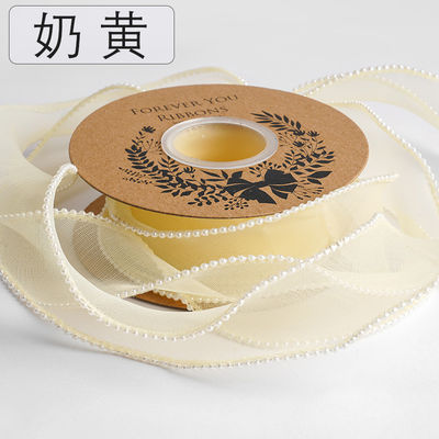 40 mm Pearl Edge Polyester Organza Ribbon voor luxe cadeau verpakking