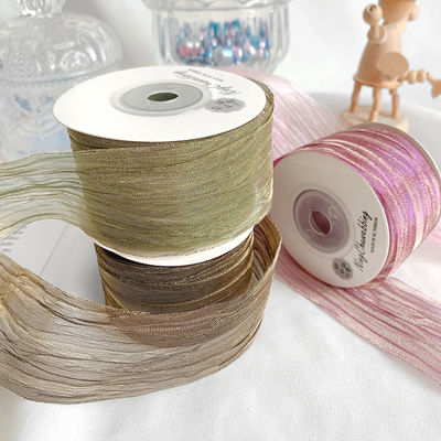 Polyester 38 mm Organza Ribbon Eco Friendly Pale Pink Organza Ribbon