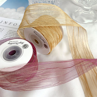 Polyester 38 mm Organza Ribbon Eco Friendly Pale Pink Organza Ribbon