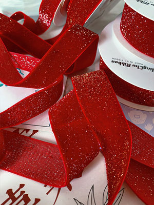 Glimmerend fluwelen lint 6mm-38mm dieprood fluwelen lint zacht