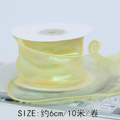 40 mm polyester organza lint met satine rand glanzend roze organza lint