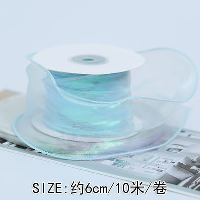 40 mm polyester organza lint met satine rand glanzend roze organza lint
