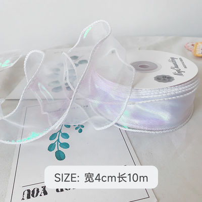 40 mm polyester organza lint met satine rand glanzend roze organza lint