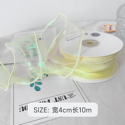 40 mm polyester organza lint met satine rand glanzend roze organza lint