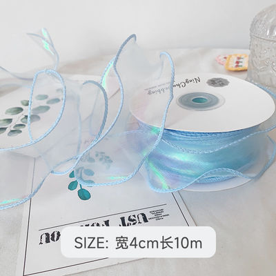 40 mm polyester organza lint met satine rand glanzend roze organza lint