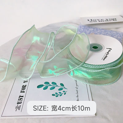 40 mm polyester organza lint met satine rand glanzend roze organza lint