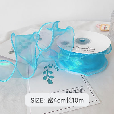 40 mm polyester organza lint met satine rand glanzend roze organza lint