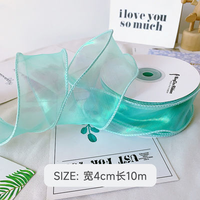 40 mm polyester organza lint met satine rand glanzend roze organza lint