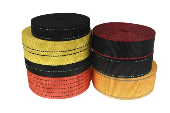 UV-bestendige UHMWPE webbing zwart geel voor parachute tent strandstoel