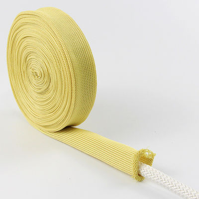 Gebreide brandwerende weefsels Geel 20 mm breed Kevlar buisweefsels