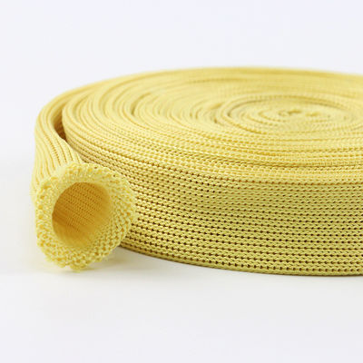 Gebreide brandwerende weefsels Geel 20 mm breed Kevlar buisweefsels