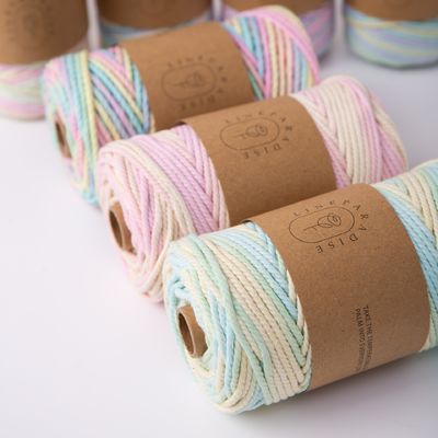 ISO9001 Solid Braided Cotton Rope Kleurrijk 3mm Twisted Macrame Cord
