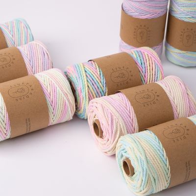 ISO9001 Solid Braided Cotton Rope Kleurrijk 3mm Twisted Macrame Cord