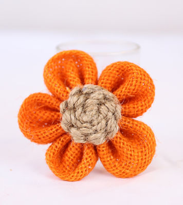 8cm Boorlap Ribbon Bloemen Diy Oranje Zwarte Jute touw Bloem