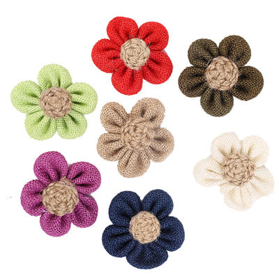 8cm Boorlap Ribbon Bloemen Diy Oranje Zwarte Jute touw Bloem