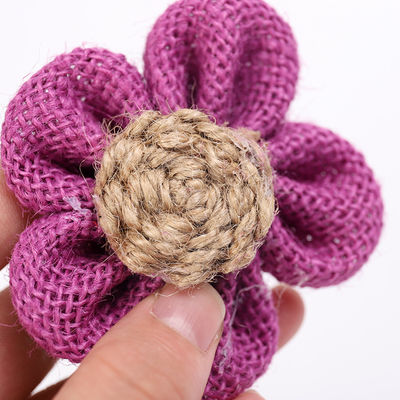 8cm Boorlap Ribbon Bloemen Diy Oranje Zwarte Jute touw Bloem