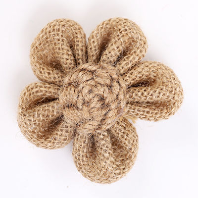 8cm Boorlap Ribbon Bloemen Diy Oranje Zwarte Jute touw Bloem