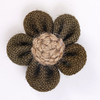 8cm Boorlap Ribbon Bloemen Diy Oranje Zwarte Jute touw Bloem