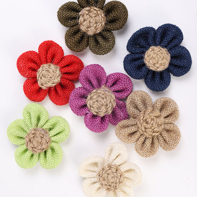 8cm Boorlap Ribbon Bloemen Diy Oranje Zwarte Jute touw Bloem