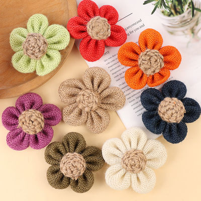 8cm Boorlap Ribbon Bloemen Diy Oranje Zwarte Jute touw Bloem