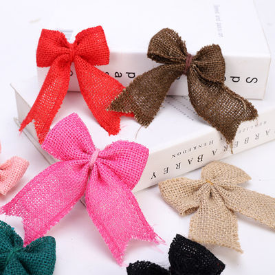 8cm*11cm Jute Ribbon Bow Groen Roos Decoratieve Burlap Ribbon Bow