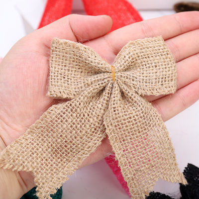 8cm*11cm Jute Ribbon Bow Groen Roos Decoratieve Burlap Ribbon Bow