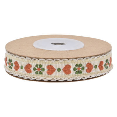 Jacquard 12 mm bloemenband met draad ISO14001 Vintage bloemenband