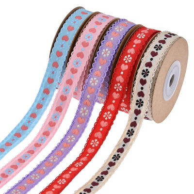 Jacquard 12 mm bloemenband met draad ISO14001 Vintage bloemenband