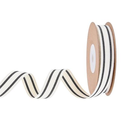 ISO14001 gestreept katoen lint 15 mm-38 mm zwart en wit lint