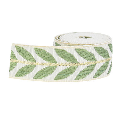 25 mm * 2y Jacquard Leaf Ribbon Eco Friendly Kerst Ribbon Bedraad