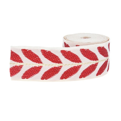 25 mm * 2y Jacquard Leaf Ribbon Eco Friendly Kerst Ribbon Bedraad