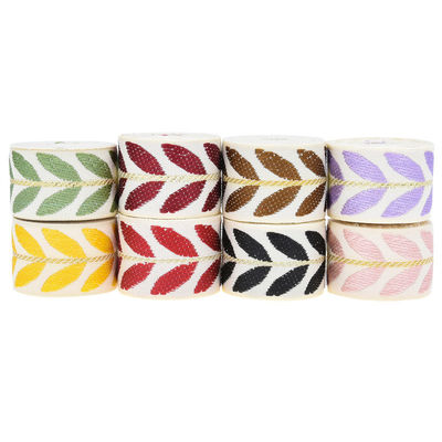 25 mm * 2y Jacquard Leaf Ribbon Eco Friendly Kerst Ribbon Bedraad