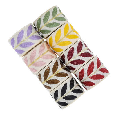 25 mm * 2y Jacquard Leaf Ribbon Eco Friendly Kerst Ribbon Bedraad